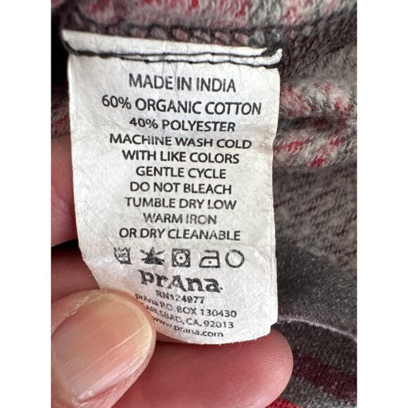 Prana Striped Long Sleeve Shirt Organic Cotton & Polyester Blend Red/Gray Size M - Picture 4 of 8